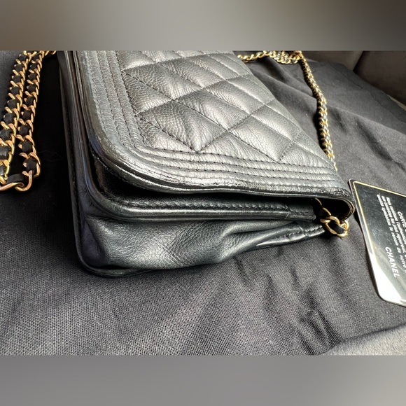 Chanel Caviar Quilted Boy Wallet On Chain WOC Black - Picture 8 of 17